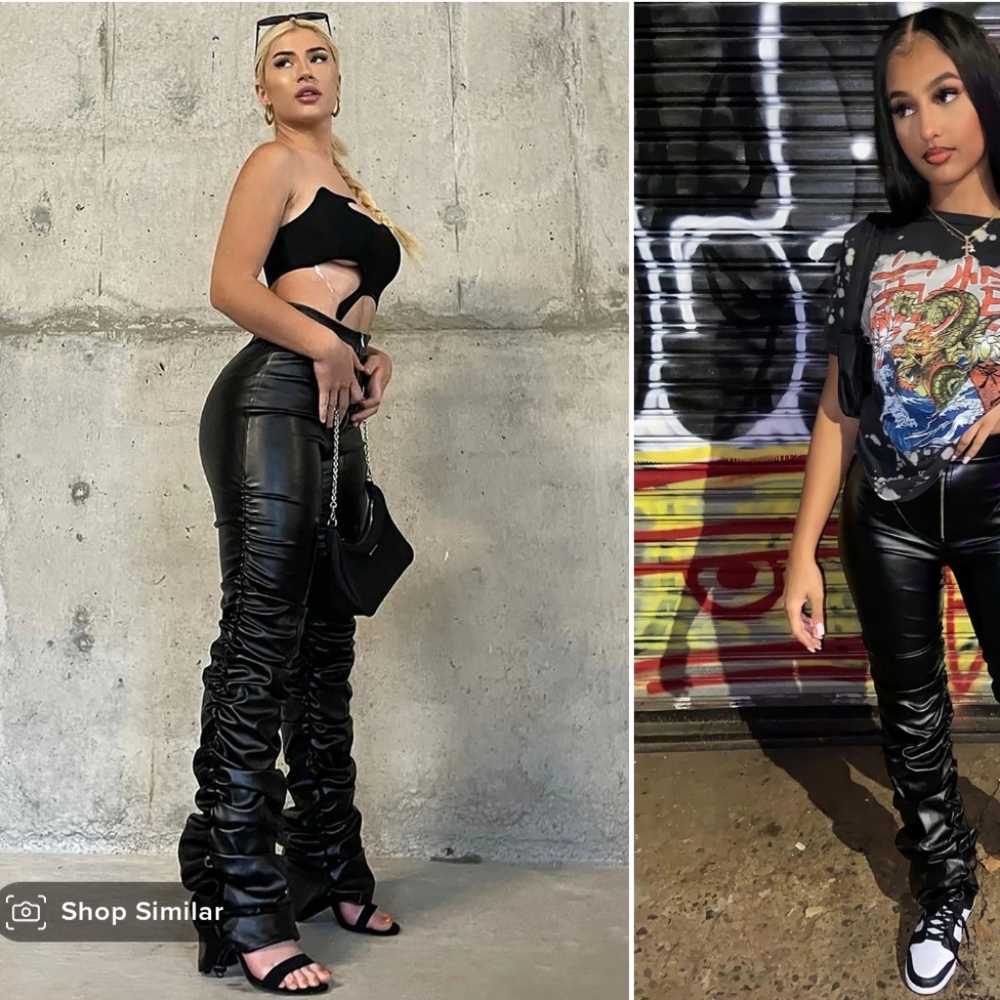 Had Your Chance Faux Leather Stacked Pants